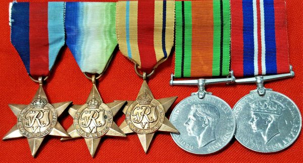 WW2 BRITISH NAVY ATLANTIC & AFRICA STAR CAMPAIGN MEDAL GROUP