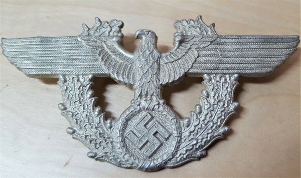 WW2 GERMAN POLICE UNIFROM KEPI LARGE CAP BADGE - Image 2