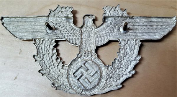 WW2 GERMAN POLICE UNIFROM KEPI LARGE CAP BADGE - Image 3