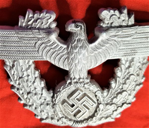 RARE WW2 GERMAN POLICE UNIFROM CHILDREN'S KEPI LARGE CAP BADGE BY FRIEDRICH LINDEN