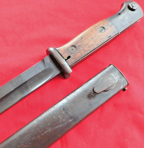 WW2 GERMAN K98 RIFLE BAYONET SCABBARD FW HOLLER 1936 40 MATCHED NUMBERS HOLLER