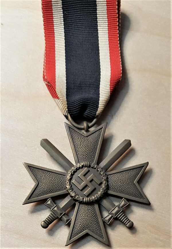 WW2 NAZI GERMANY WAR MERIT CROSS WITH SWORDS MEDAL #133 BY OTTO SCHICKLE, PFORZHEIM - Image 2