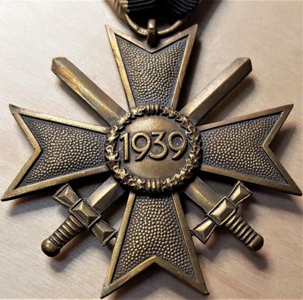 WW2 NAZI GERMANY WAR MERIT CROSS WITH SWORDS MEDAL #133 BY OTTO SCHICKLE, PFORZHEIM - Image 3