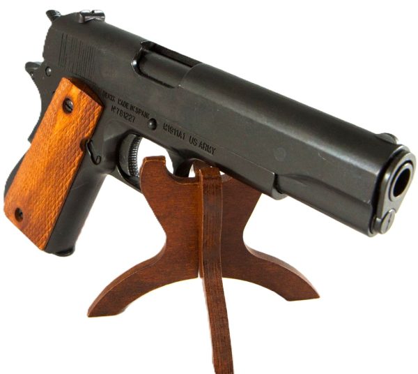 REPLICA M1911 US .45 CAL COLT HAND GUN PISTOL DENIX - STRIP DOWN TYPE HATCHED WOODEN GRIPS - Image 2