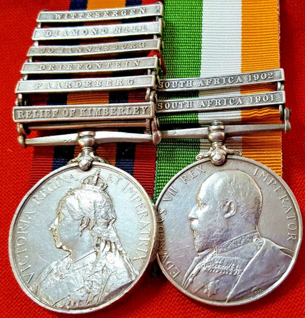 BOER WAR SOUTH AFRICA QSA & KSA MEDALS DRIVER G. FEAR ARMY SERVICE CORPS