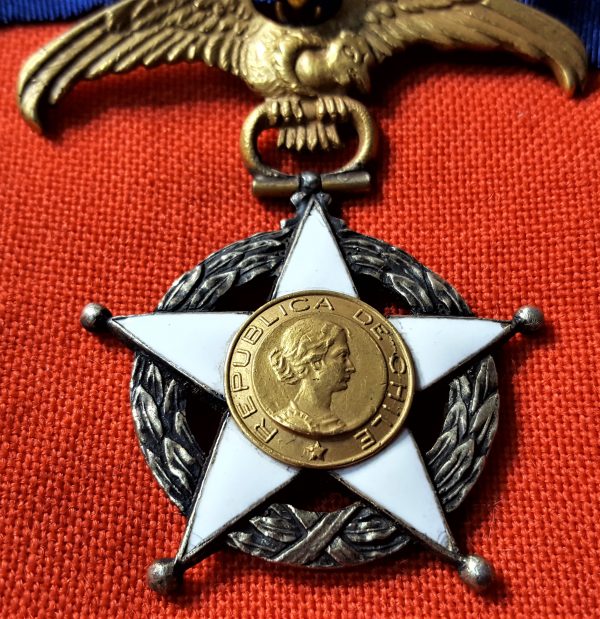 RARE WW1 & WW2 ERA REPUBLIC OF CHILE ORDER MERIT GRAND OFFICER GRADE MEDAL BADGE