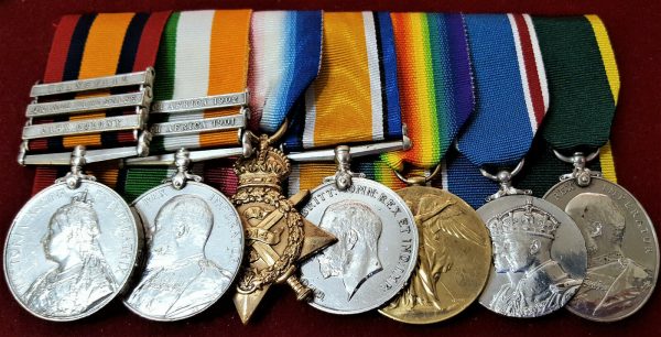 RARE BOER WAR & WW1 OLD CONTEMPTIBLE MEDAL GROUP TO 4387 CPL FOX ROYAL ENGINEERS