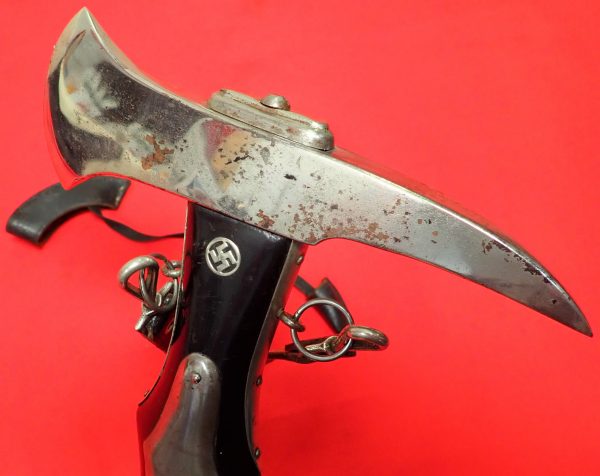 RARE WW2 NAZI GERMANY FIREMAN'S PARADE AXE WITH HANGERS & COVER