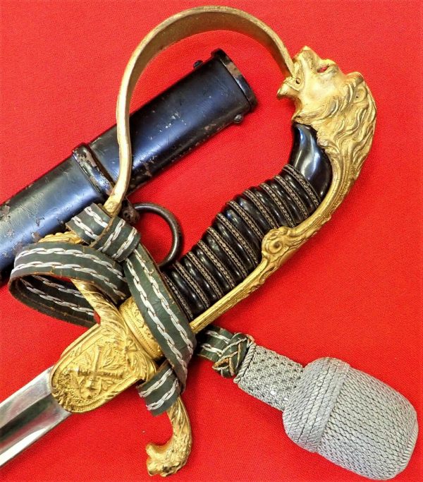 WW1 WW2 IMPERIAL GERMAN OFFICERS LION HEAD 1889 SWORD GERMAN EMPIRE WKC SOLINGEN