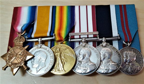 WW1 ROYAL NAVY MEDAL GROUP TO CHIEF STOKER KING FROM BRIGHTON PERSIAN GULF 1910