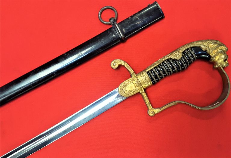 WW2 GERMAN ARMY LION HEAD OFFICER'S SWORD & SCABBARD BY WKC SOLINGEN - Image 9