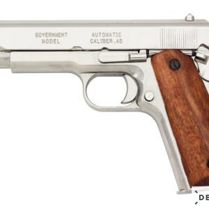 REPLICA M1911 US COLT HAND GUN PISTOL DENIX – NICKEL STRIP DOWN TYPE WOODEN GRIPS