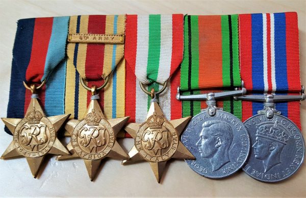 WW2 BRITISH ARMY 8TH ARMY AFRICA & ITALY STAR CAMPAIGN MEDAL GROUP