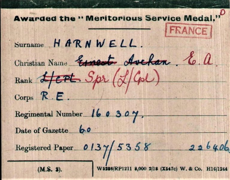 WW1 British Army Meritorious Service Medal group to Sapper Ernest Harnwell, 148th Army Troops Company, Royal Engineers - Image 3