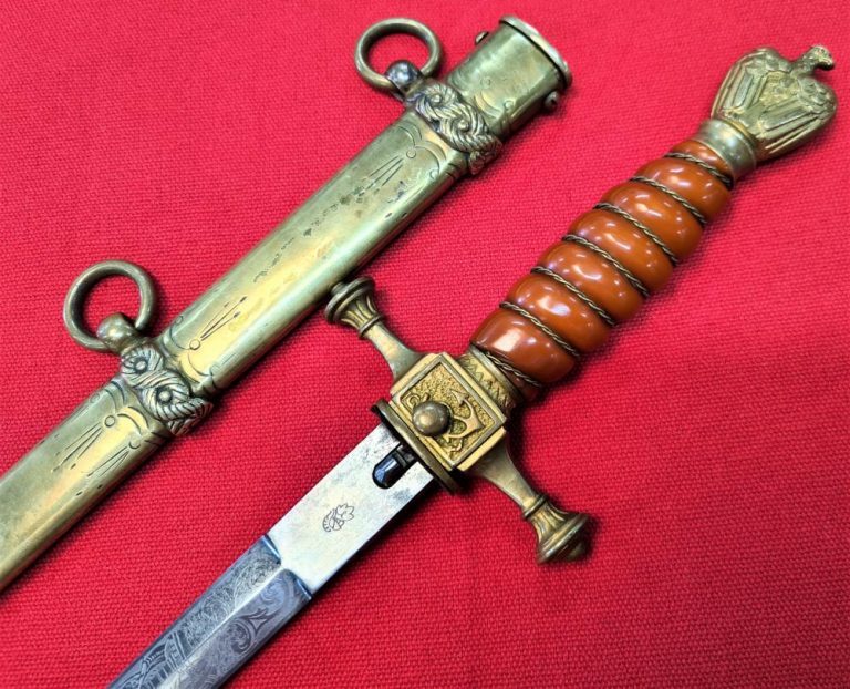 WW1 & WW2 German Navy officer’s converted Imperial pattern dagger & scabbard by Kirschbaum of Solingen - Image 6