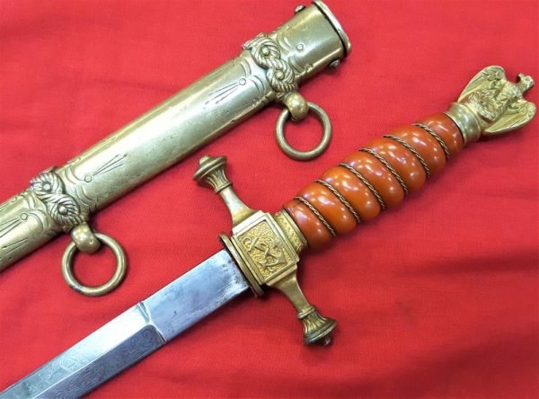 WW1 WW2 German Navy officer’s converted Imperial pattern dagger & scabbard by Kirschbaum of Solingen