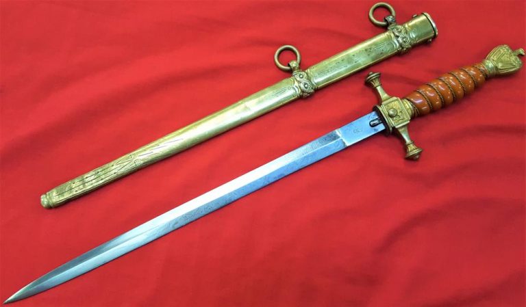 WW1 & WW2 German Navy officer’s converted Imperial pattern dagger & scabbard by Kirschbaum of Solingen - Image 3