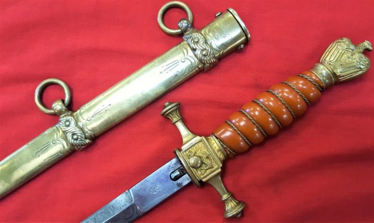 WW1 & WW2 German Navy officer’s converted Imperial pattern dagger & scabbard by Kirschbaum of Solingen - Image 7