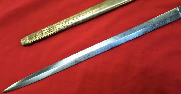 WW1 & WW2 German Navy officer’s converted Imperial pattern dagger & scabbard by Kirschbaum of Solingen - Image 9