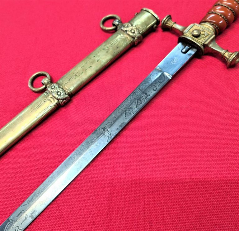 WW1 & WW2 German Navy officer’s converted Imperial pattern dagger & scabbard by Kirschbaum of Solingen - Image 14