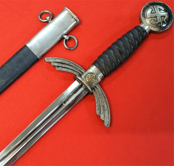 WW2 GERMAN AIR FORCE LUFTWAFFE OFFICER'S SWORD & SCABBARD BY E & F HORSTER OF SOLINGEN