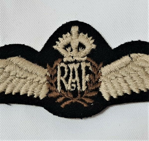 100% GENUINE WW2 ROYAL AIR FORCE WOVEN PILOT QUALIFICATION WINGS BADGE