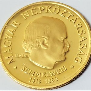 1968 HUNGARY 50 FORINT PROOF GOLD 4.21G COIN 150TH BIRTHDAY IGNACZ SEMMELWEIS