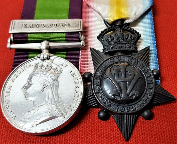 AFGHANISTAN 1878 MEDAL CLASP KANDAHAR & STAR TO 1477 PTE CHAPMAN 260TH FOOT