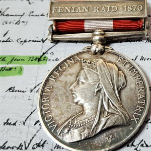 CANADIAN GENERAL SERVICE MEDAL FENIAN RAID 1870 PTE LOUISELLE 65TH BATTALION