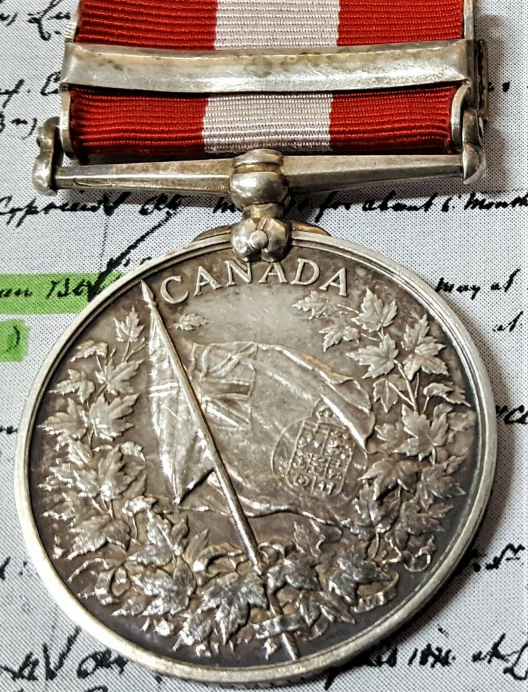 CANADIAN GENERAL SERVICE MEDAL FENIAN RAID 1870 PTE LOUISELLE 65TH BATTALION - Image 4