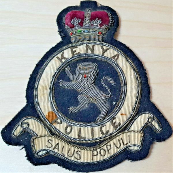 OBSOLETE BRITISH KENYA POLICE BLAZE BULLION PATCH BADGE 1950'S