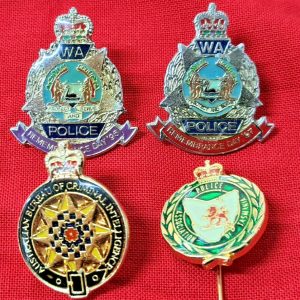 OBSOLETE WESTERN AUSTRALIAN TASMANIA CRIMINAL INVESTIGATION POLICE BADGES 1990'S