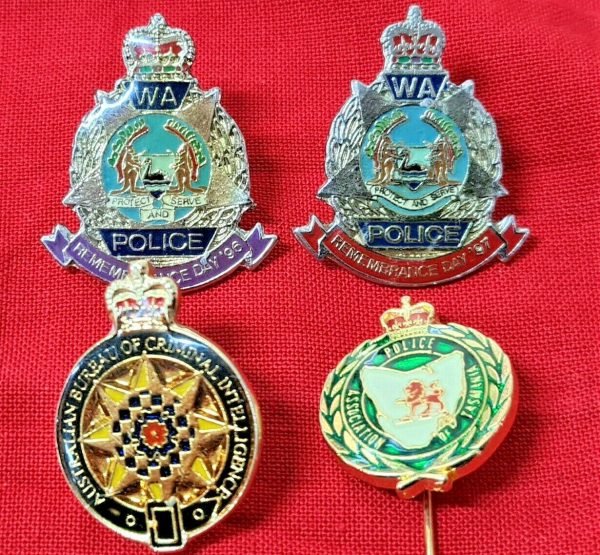 OBSOLETE WESTERN AUSTRALIAN TASMANIA CRIMINAL INVESTIGATION POLICE BADGES 1990'S