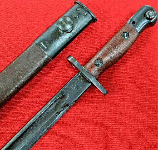 RARE WW2 1944 DATED AUSTRALIAN OWEN GUN LITHGOW BAYONET WITH SCABBARD