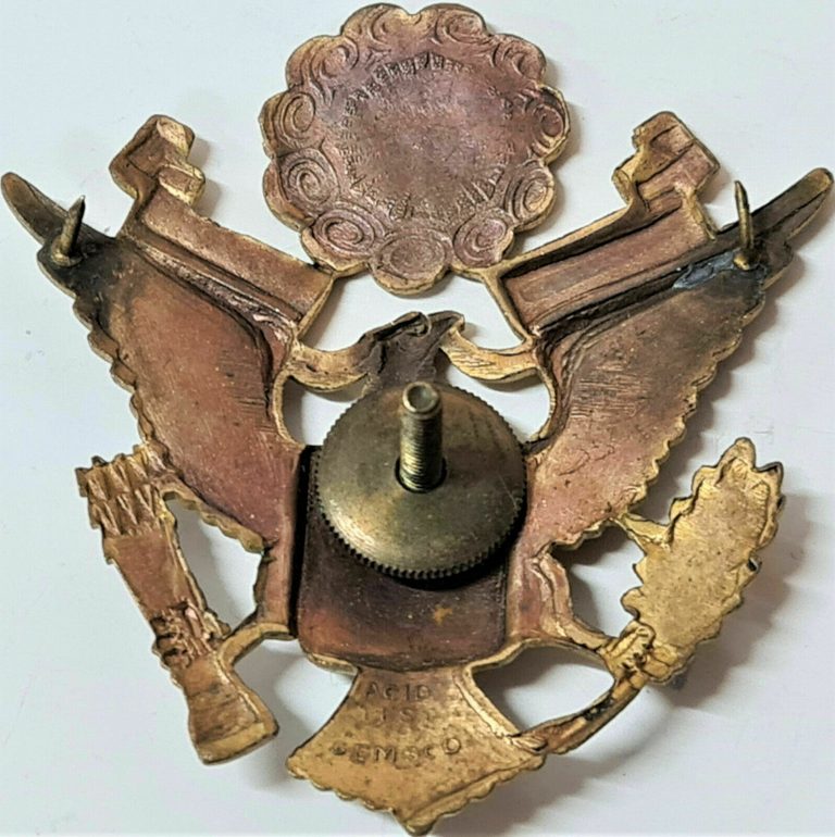 VINTAGE US MEDAL WW1 ERA GEMSCO US ARMY OFFICER'S UNIFORM CAP BADGE