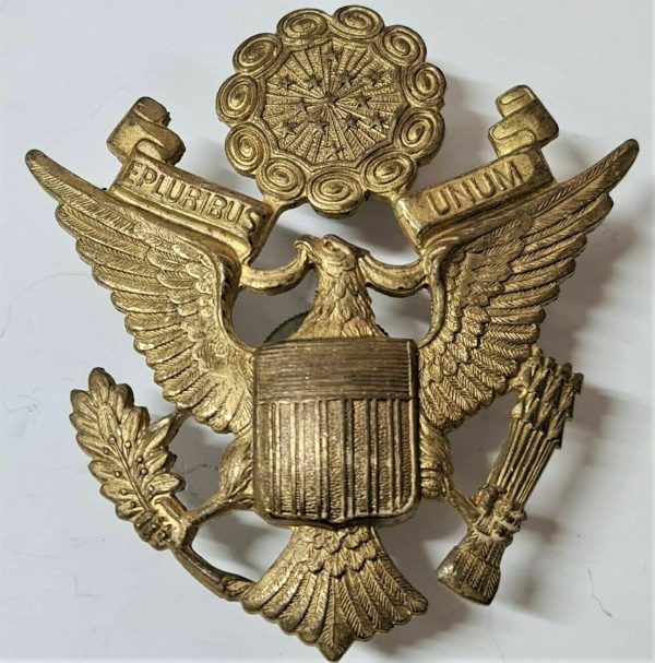 VINTAGE US MEDAL WW1 ERA GEMSCO US ARMY OFFICER'S UNIFORM CAP BADGE