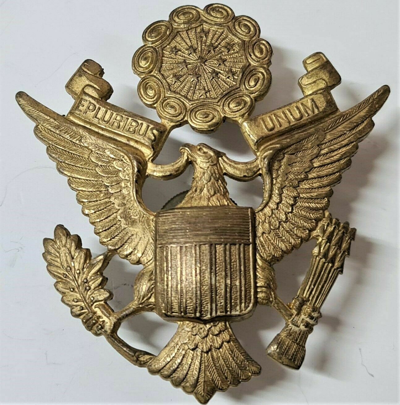 VINTAGE US MEDAL WW1 ERA GEMSCO US ARMY OFFICER’S UNIFORM CAP BADGE ...