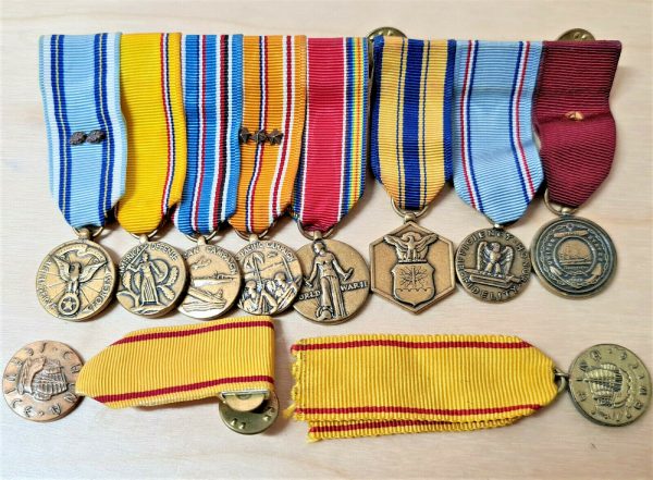 VINTAGE WW2 ERA US NAVY & ARMY UNIFORM MINIATURE MEDALS