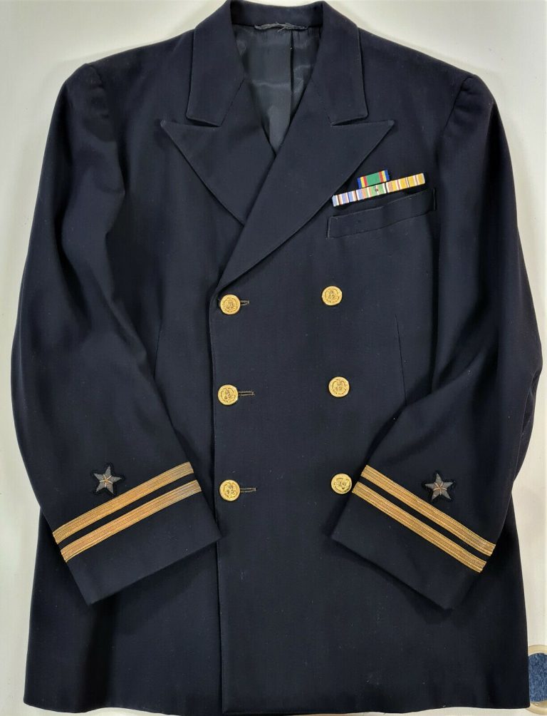 VINTAGE WW2 US NAVY OFFICER'S UNIFORM JACKET WITH PATCHES & BADGES USN LIMACHER - Image 2