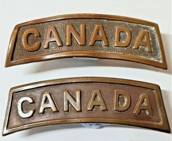 WW1 ERA CANADA ARMY OVERSEAS SHOULDER TITLES UNIFORM BADGES