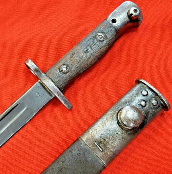 WW1 SANDERSON BRITISH 303 RIFLE 1907 BAYONET SCABBARD SWORD ARMY 1918 DATED