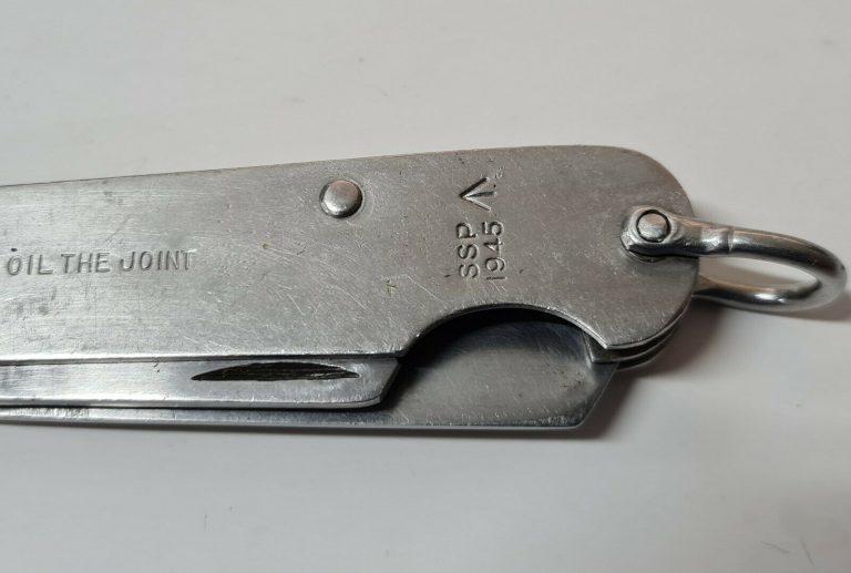 WW2 1945 DATED BRITISH ARMY SHEFFIELD STEEL CLASP KNIFE WITH SCABBARD SSP - Image 2