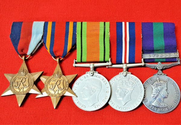 WW2 BRITISH ARMY BURMA & CYPRUS CAMPAIGN MEDAL GROUP TO SGT WOOLLEY. R.A.M.C.