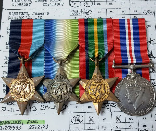 WW2 BRITISH MERCHANT NAVY ATLANTIC & PACIFIC MEDAL GROUP TO JOHN HARRISON. M.N.