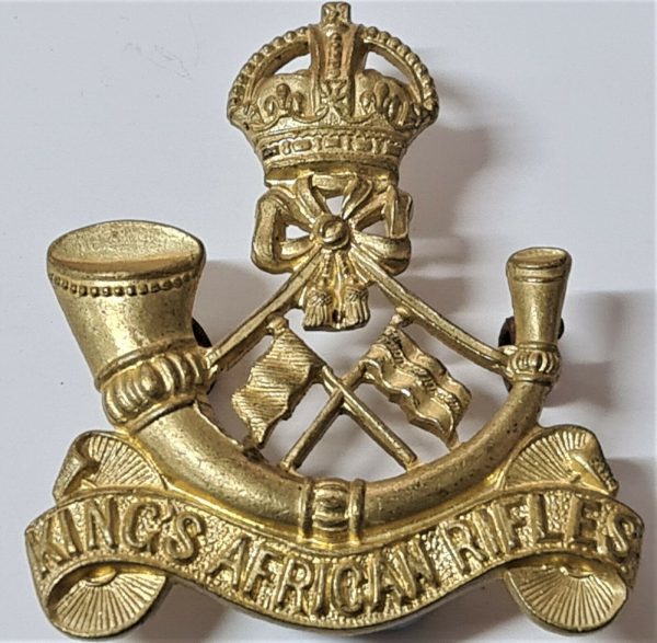 WW2 ERA BRITISH ARMY KING'S AFRICAN RIFLES UNIFORM CAP BADGE BY FIRMIN LONDON