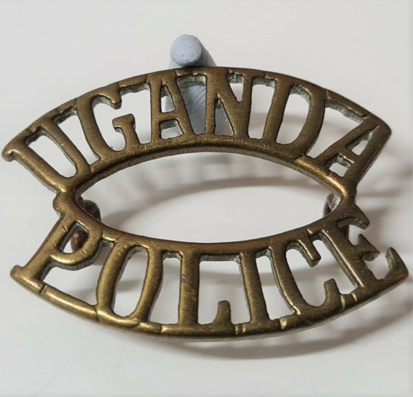 WW2 ERA OBSOLETE UGANDA POLICE FORCE UNIFORM SHOULDER TITLE BADGE