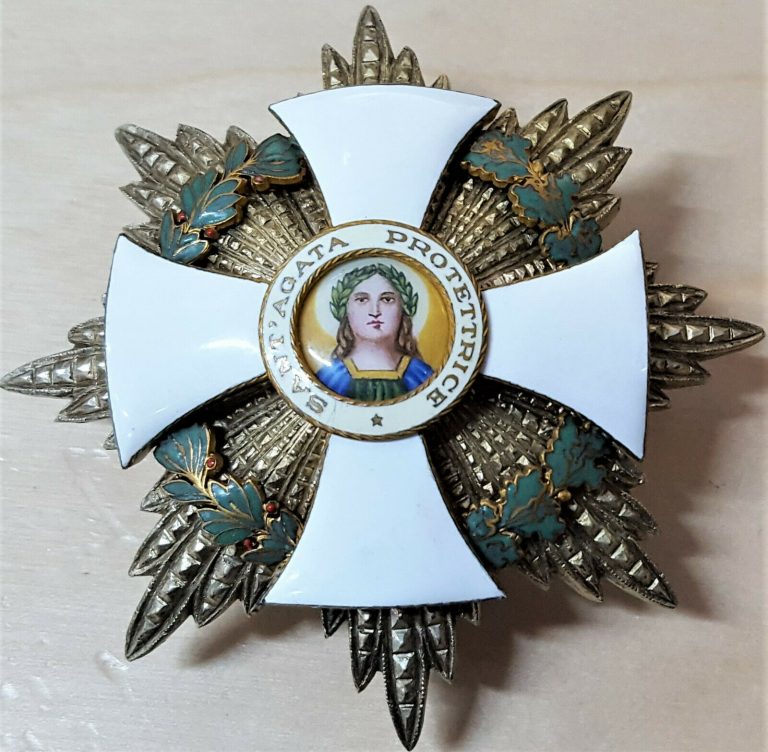 WW2 ERA SAN MARINO GRAND OFFICER SAINT AGATHA MEDAL BREAST STAR ALBERTI MILANO