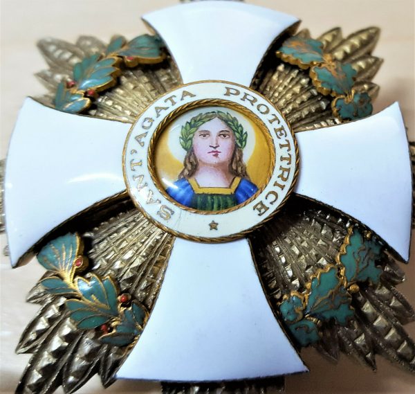 WW2 ERA SAN MARINO GRAND OFFICER SAINT AGATHA MEDAL BREAST STAR ALBERTI MILANO