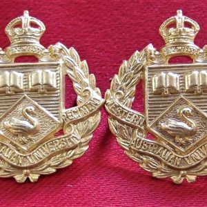 POST WW2 1948-1953 WEST AUSTRALIAN UNIVERSITY REGT. ARMY UNIFORM COLLAR BADGES