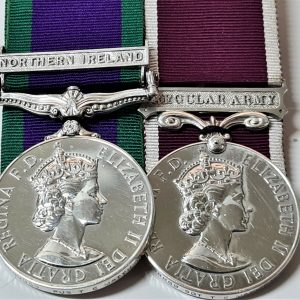 POST WW2 BRITISH GENERAL SERVICE MEDAL NORTHERN IRELAND & LONG SERVICE MATTHEWS